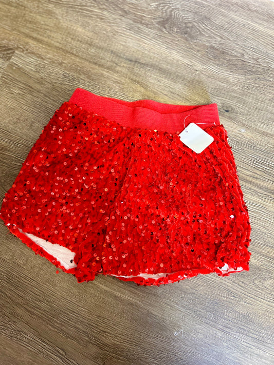 Red sequin shorts