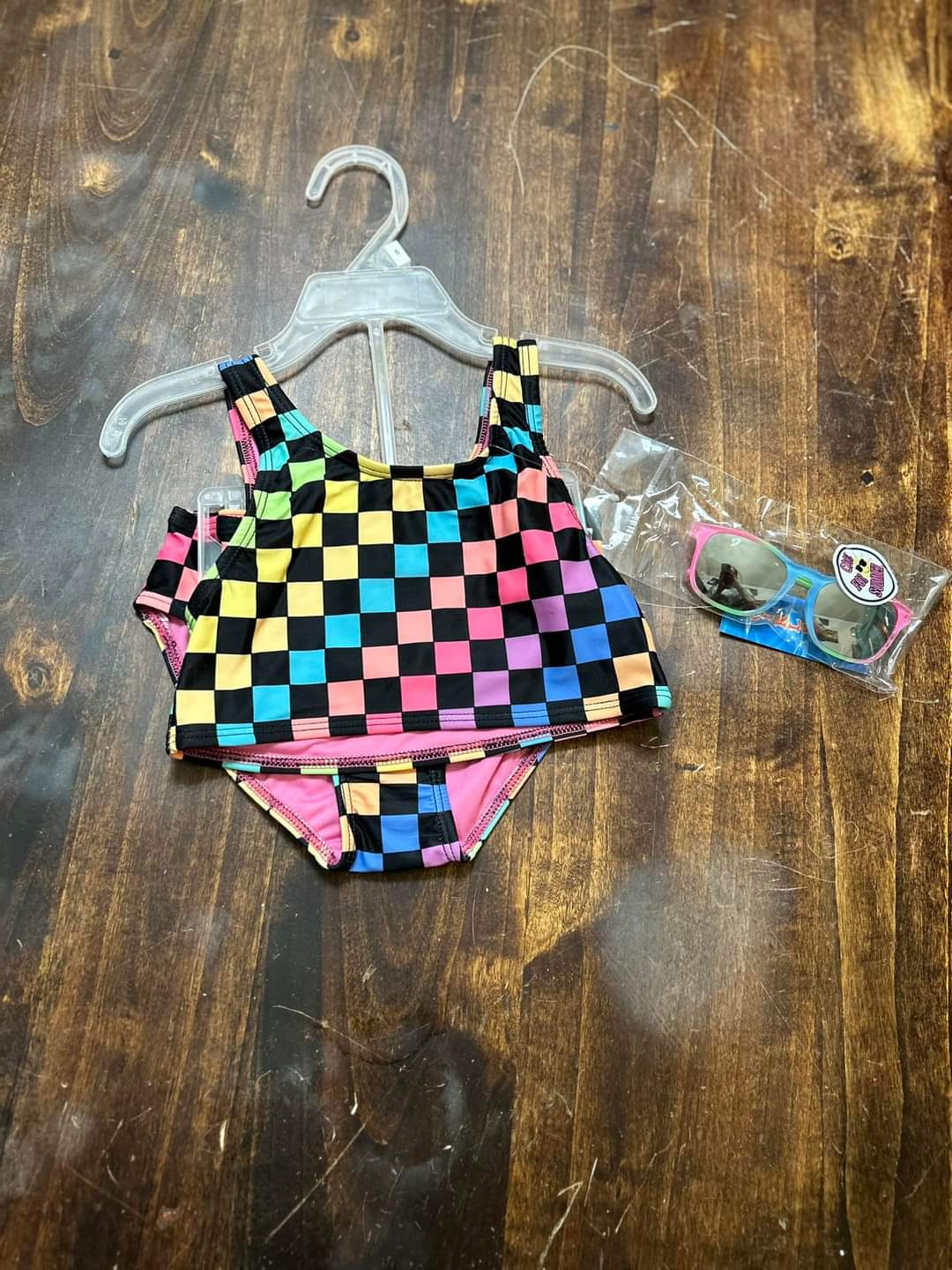 Rainbow checkered swimsuit