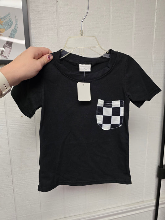 Black tee checkered pocket